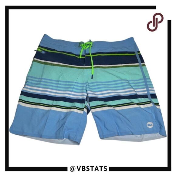 Vineyard Vines Men's Size 40W Blue/Navy/Teal Striped Hybrid Shorts - Picture 1 of 5